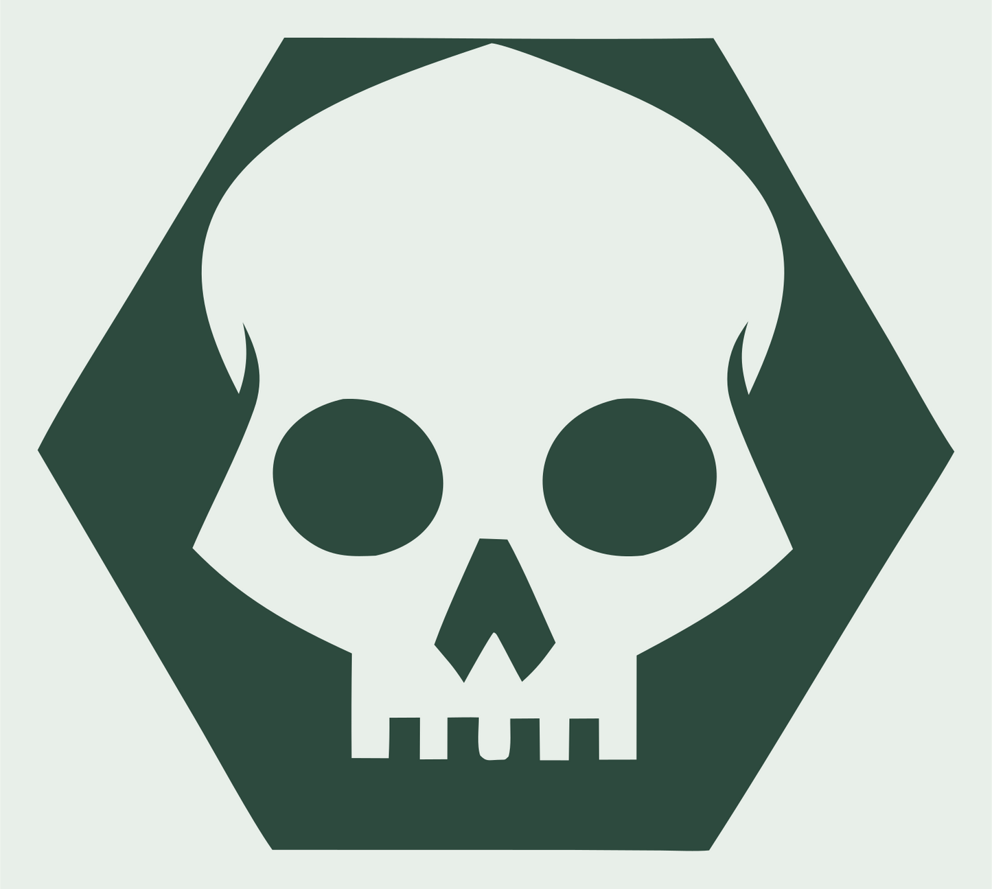 Skull Hexagon Badge #e8efe9/#2d4a3e