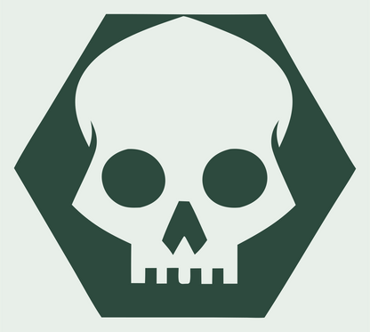 Skull Hexagon Badge #e8efe9/#2d4a3e