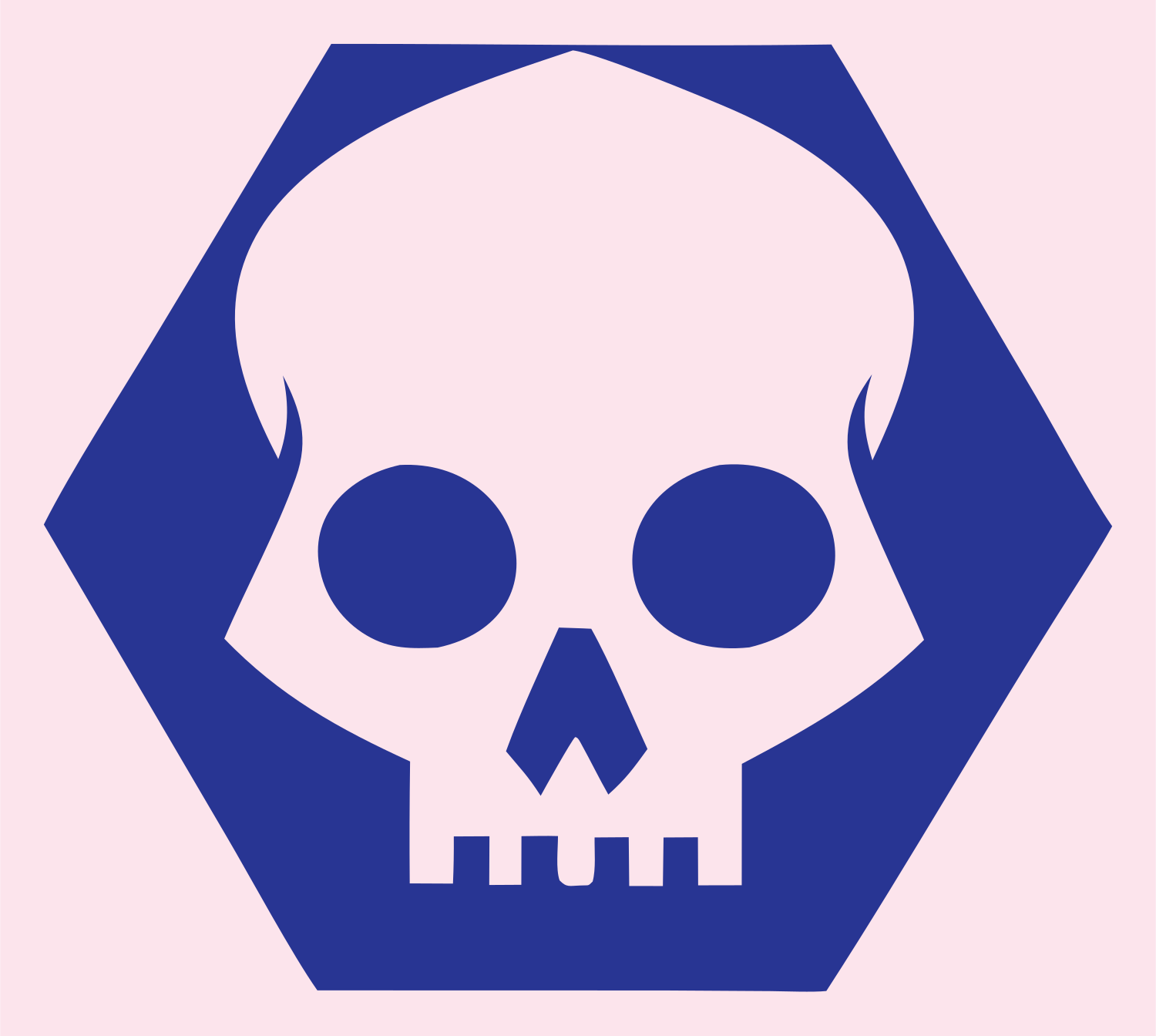 Skull Hexagon Badge #fce4ec/#283593