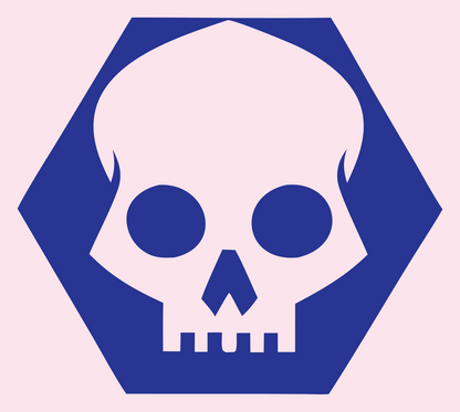 Skull Hexagon Badge #fce4ec/#283593