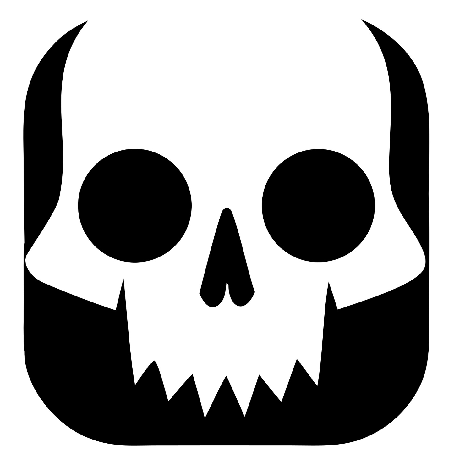 Jagged Skull Rounded Badge #ffffff/#000000