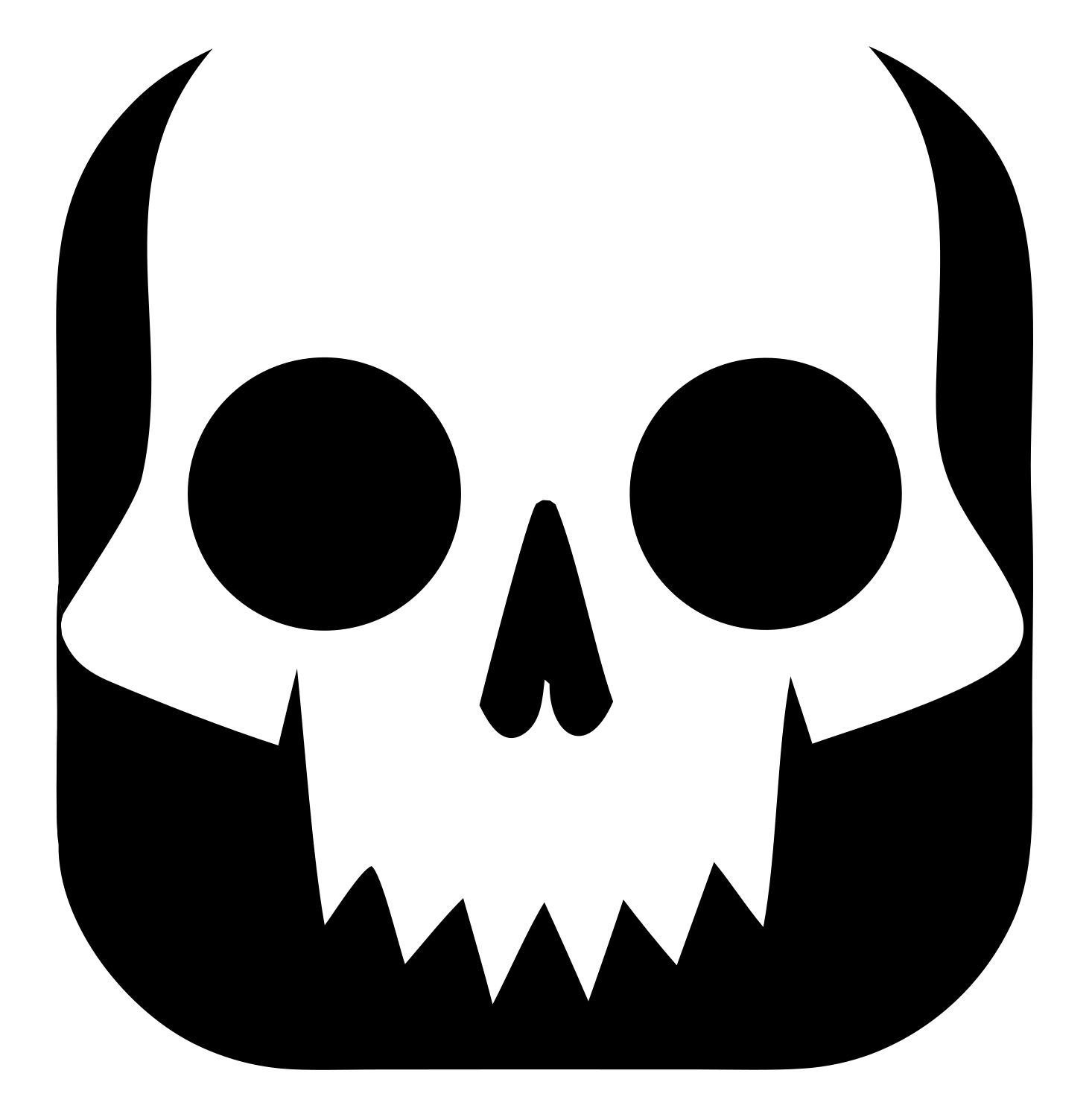 Jagged Skull Rounded Badge #ffffff/#000000