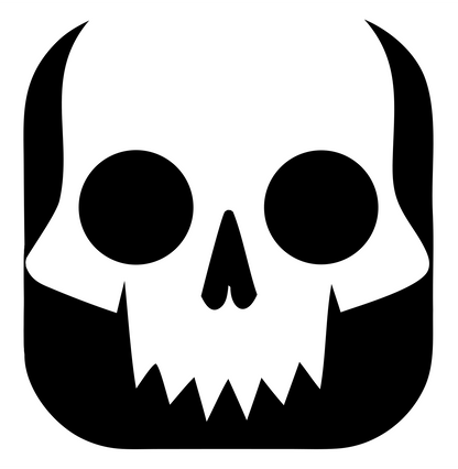 Jagged Skull Rounded Badge #ffffff/#000000