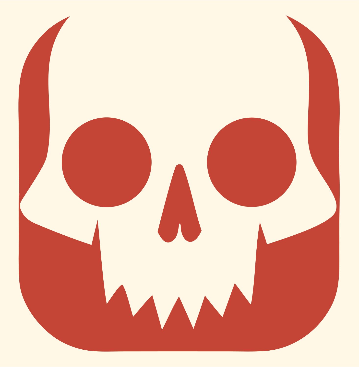 Jagged Skull Rounded Badge #fff8e7/#c44536