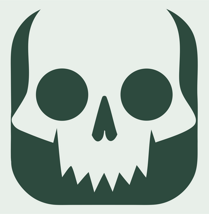 Jagged Skull Rounded Badge #e8efe9/#2d4a3e