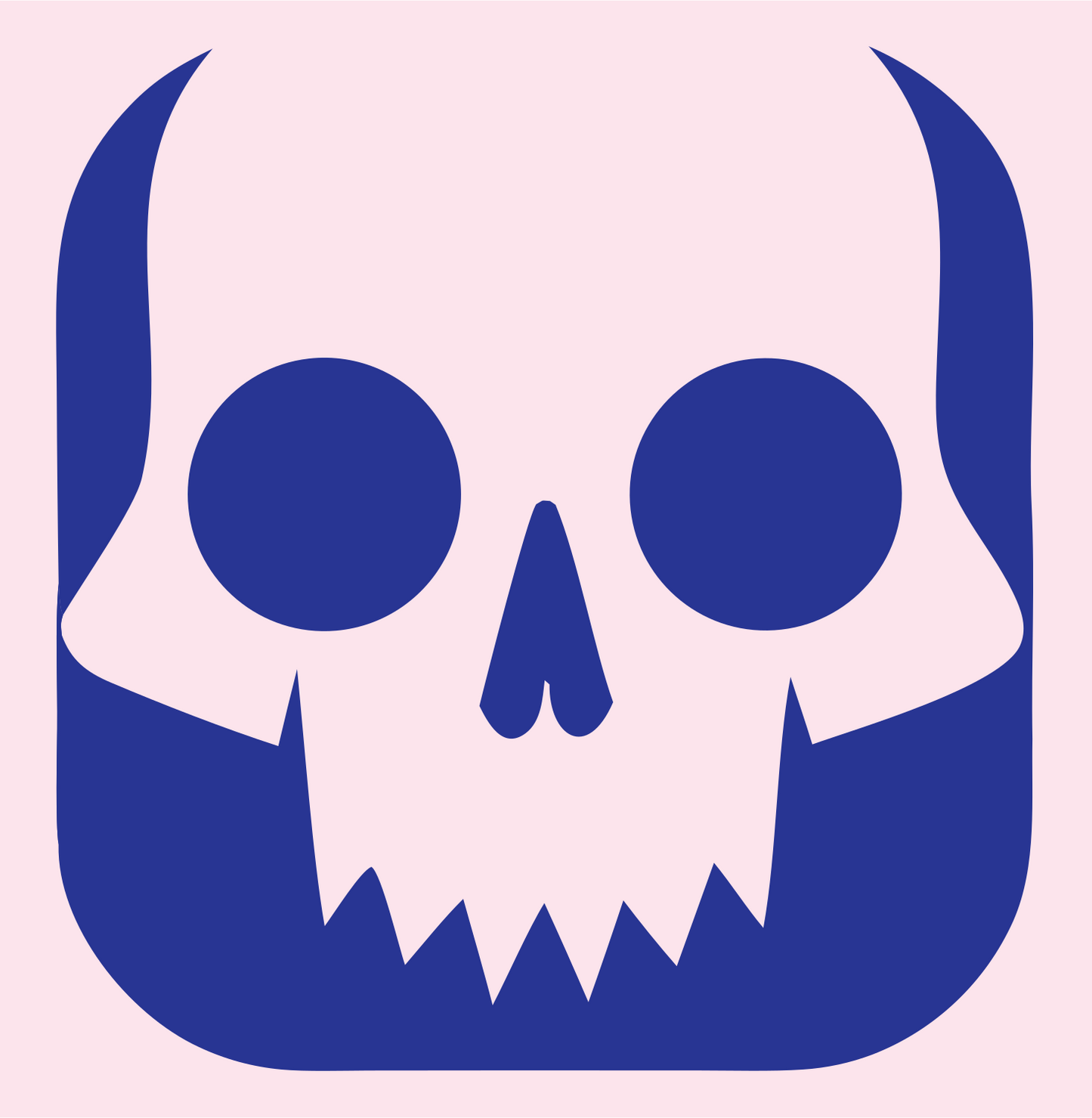 Jagged Skull Rounded Badge #fce4ec/#283593