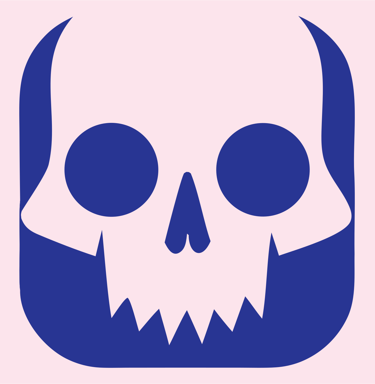 Jagged Skull Rounded Badge #fce4ec/#283593