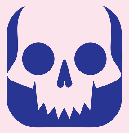 Jagged Skull Rounded Badge #fce4ec/#283593