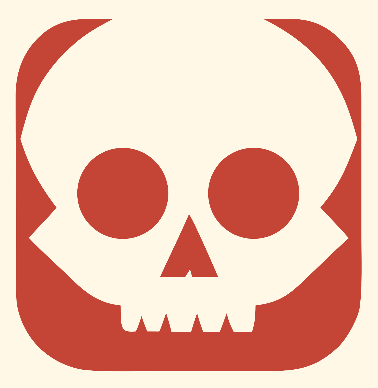 Skull App Icon Badge #fff8e7/#c44536