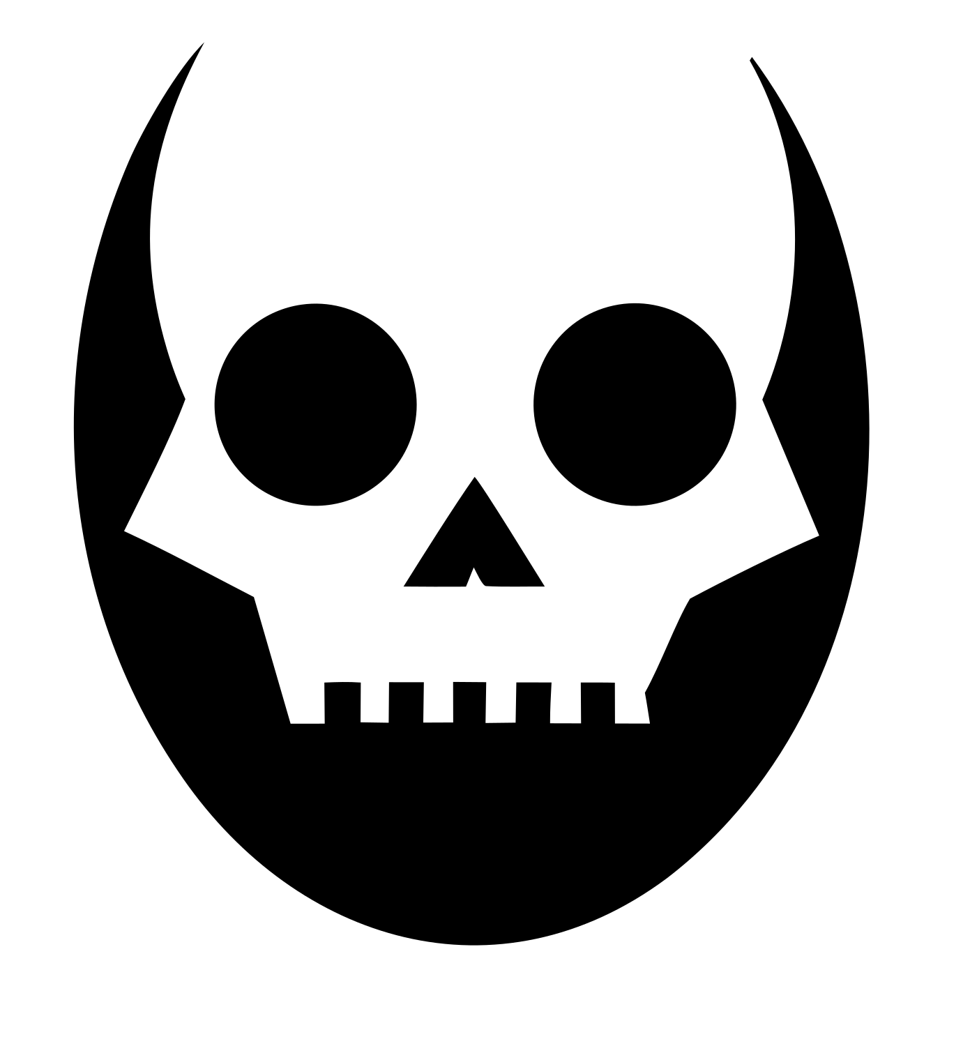 Horned Skull Negative Space Logo #ffffff/#000000