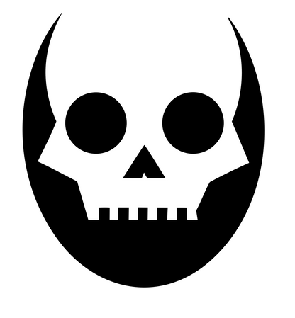 Horned Skull Negative Space Logo #ffffff/#000000