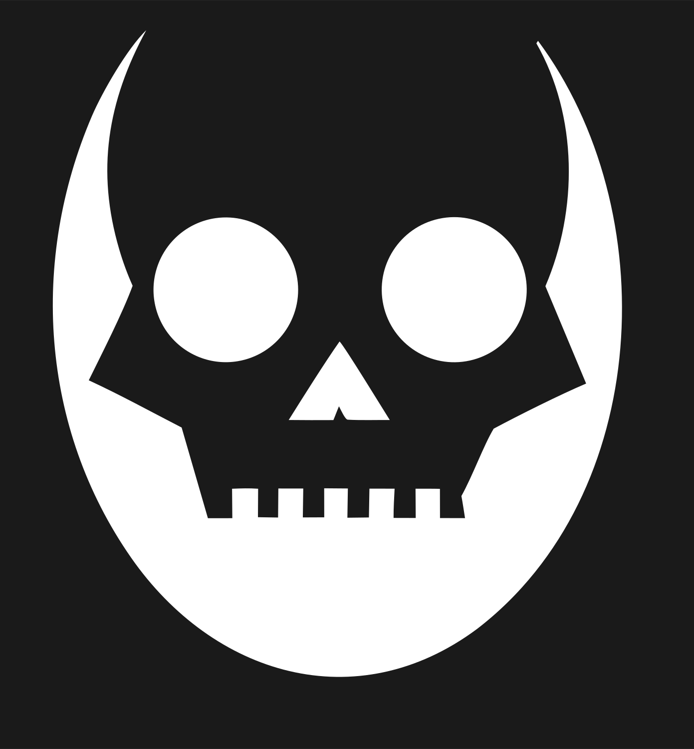 Horned Skull Negative Space Logo #1a1a1a/#ffffff