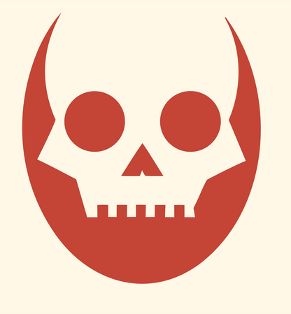 Horned Skull Negative Space Logo #fff8e7/#c44536