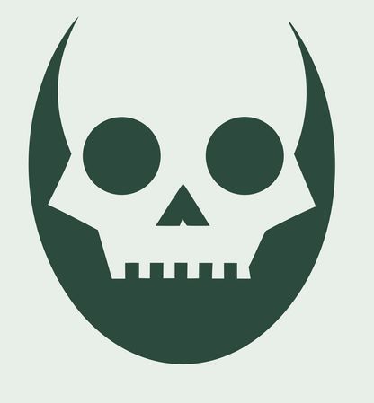 Horned Skull Negative Space Logo #e8efe9/#2d4a3e