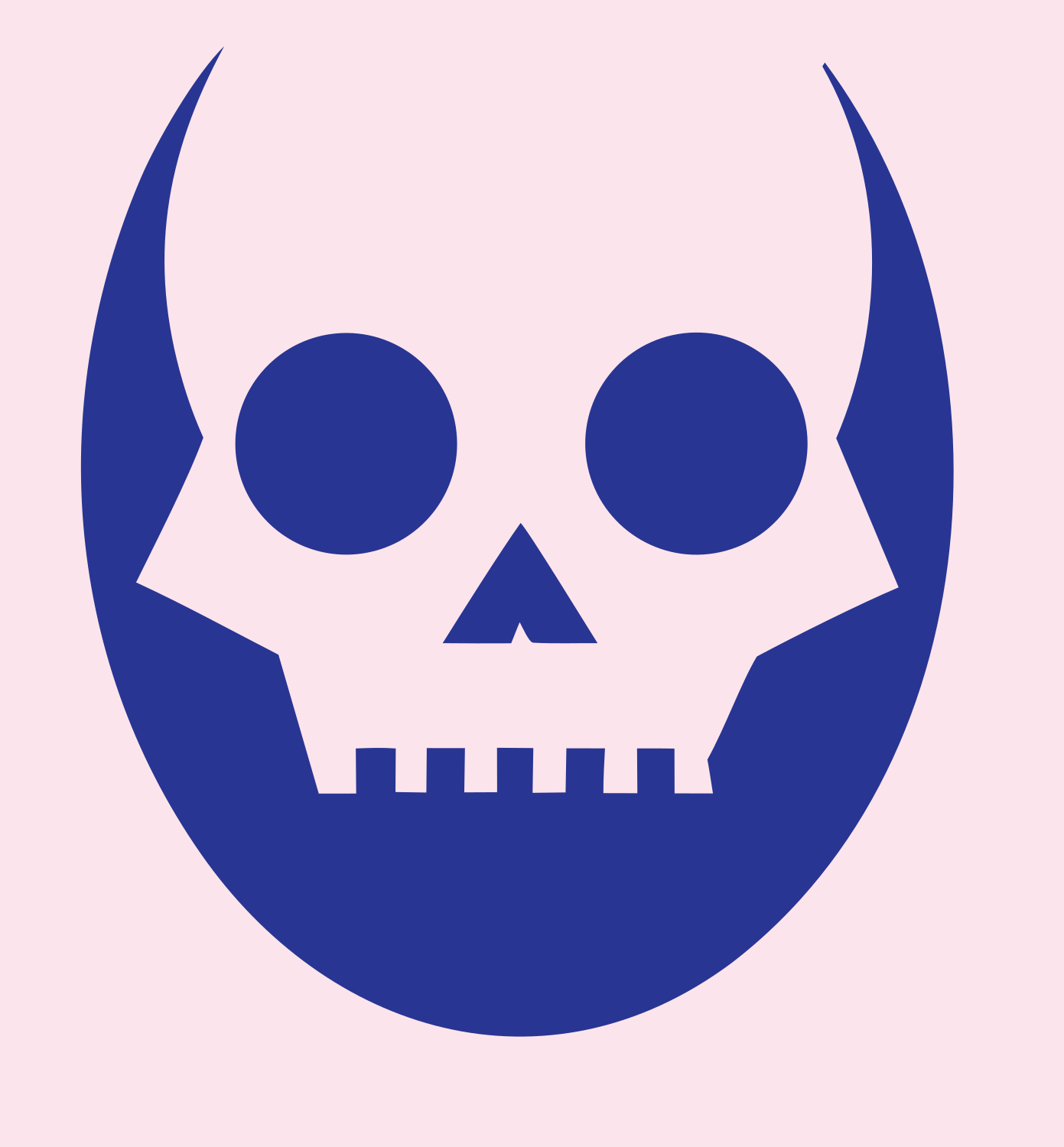 Horned Skull Negative Space Logo #fce4ec/#283593
