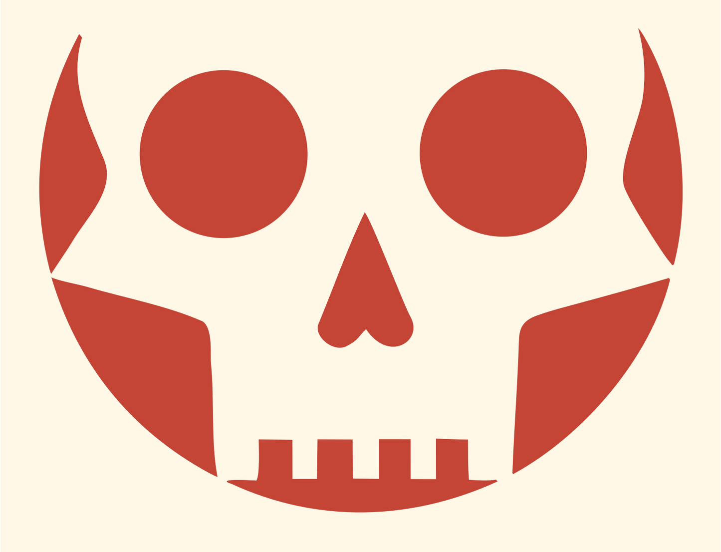 Grinning Skull Face Badge #fff8e7/#c44536