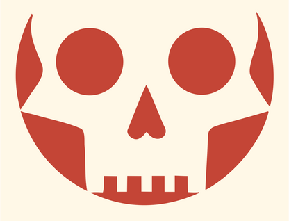 Grinning Skull Face Badge #fff8e7/#c44536