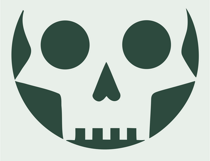 Grinning Skull Face Badge #e8efe9/#2d4a3e
