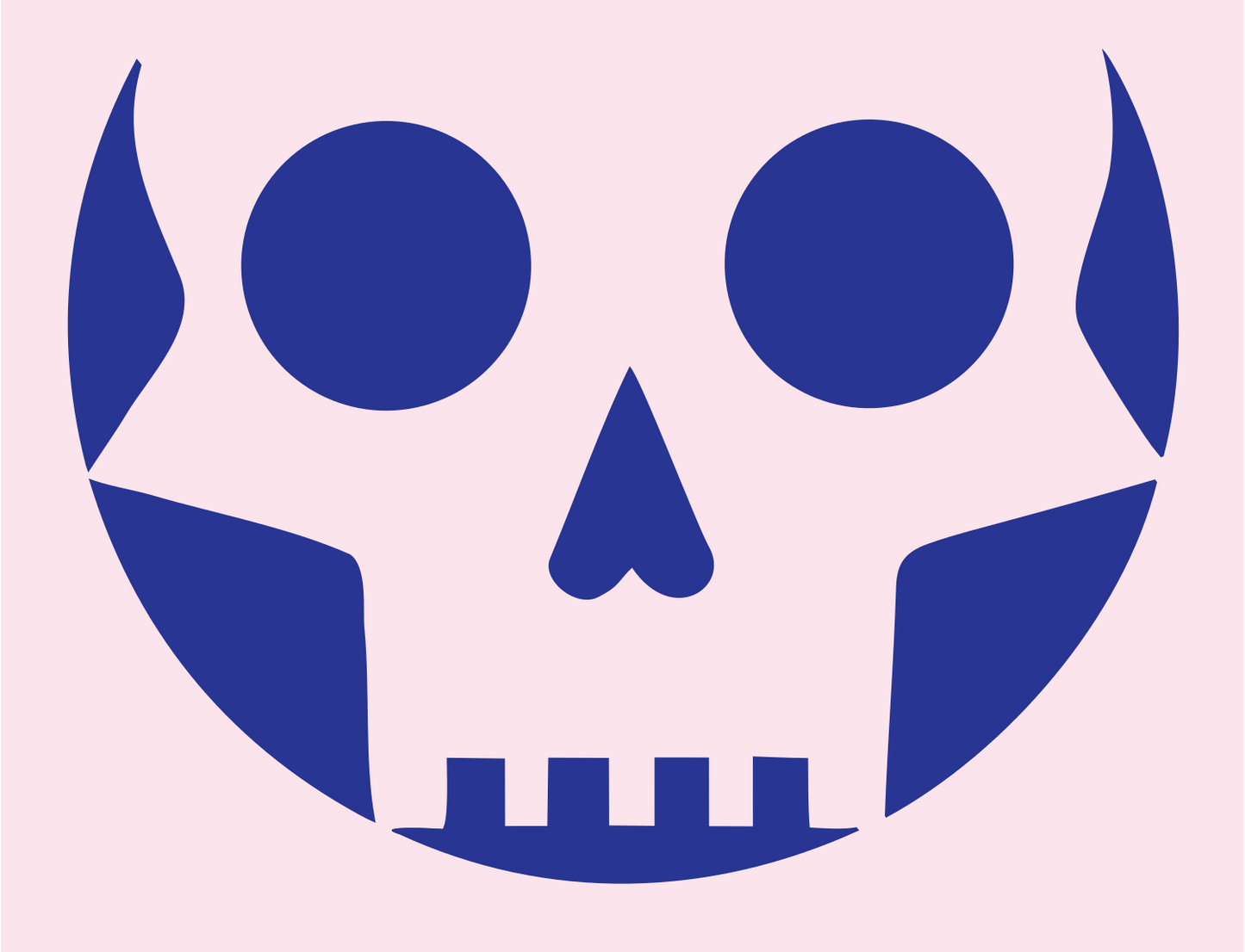 Grinning Skull Face Badge #fce4ec/#283593