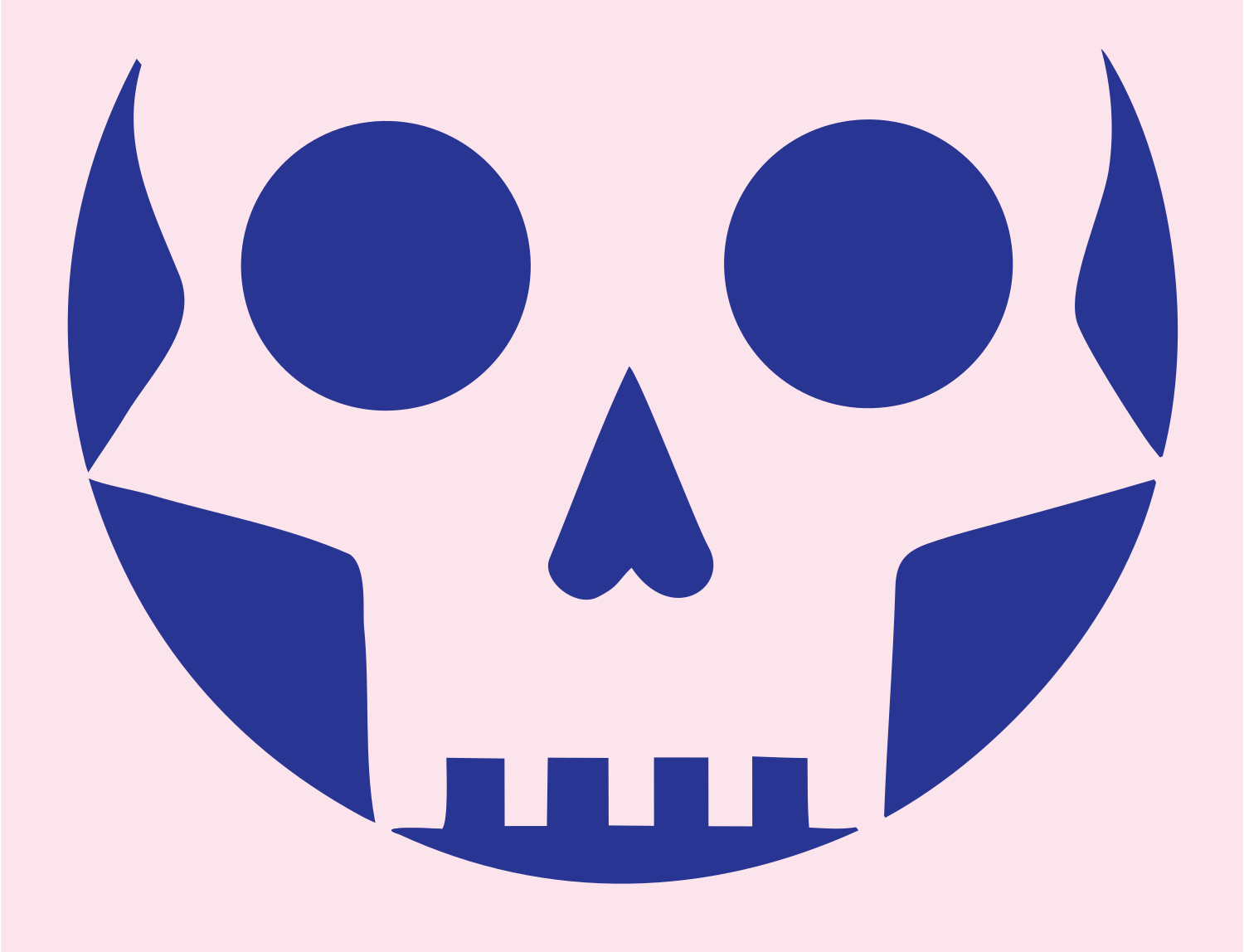 Grinning Skull Face Badge #fce4ec/#283593