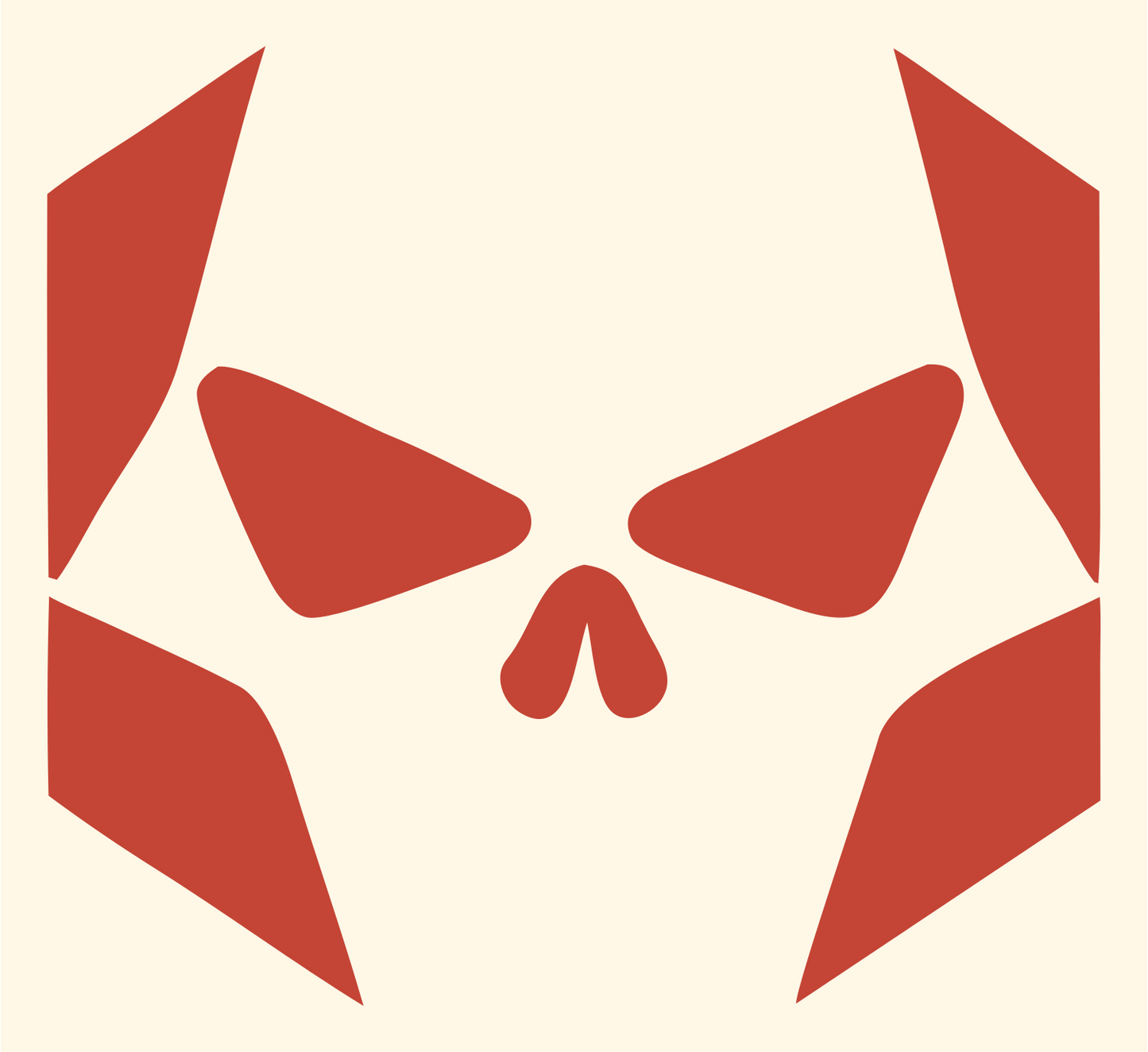 Fragmented Skull Hexagon Mark #fff8e7/#c44536