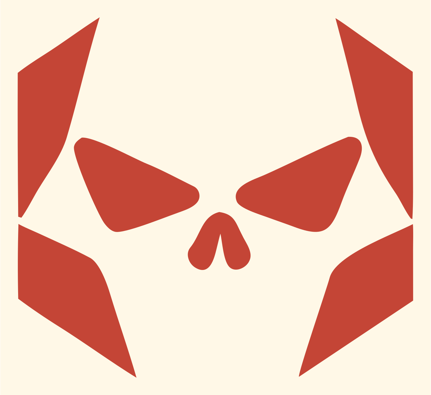 Fragmented Skull Hexagon Mark #fff8e7/#c44536
