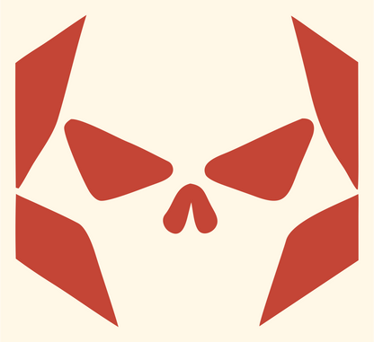 Fragmented Skull Hexagon Mark #fff8e7/#c44536