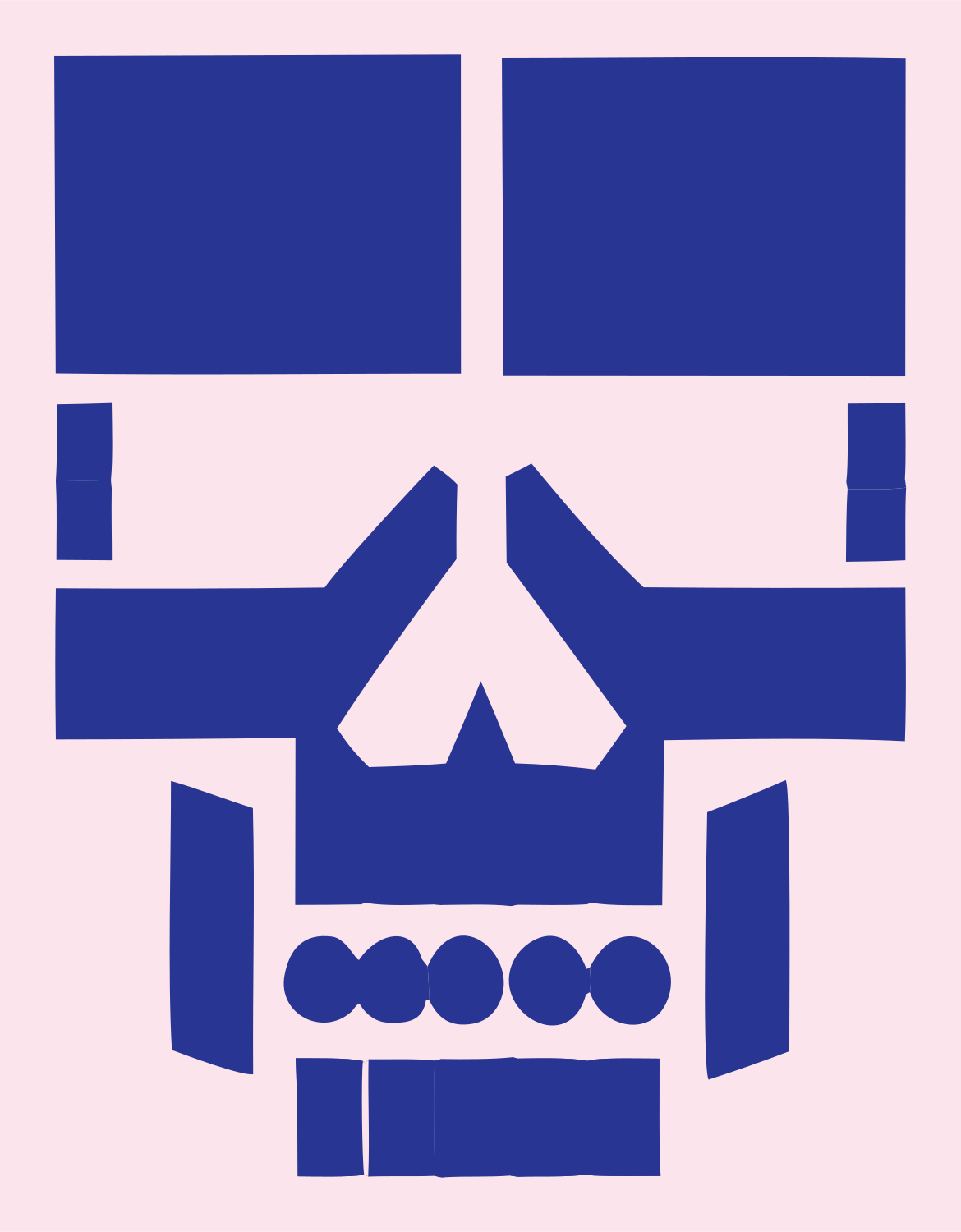 Heavy Skull Modular Emblem #fce4ec/#283593