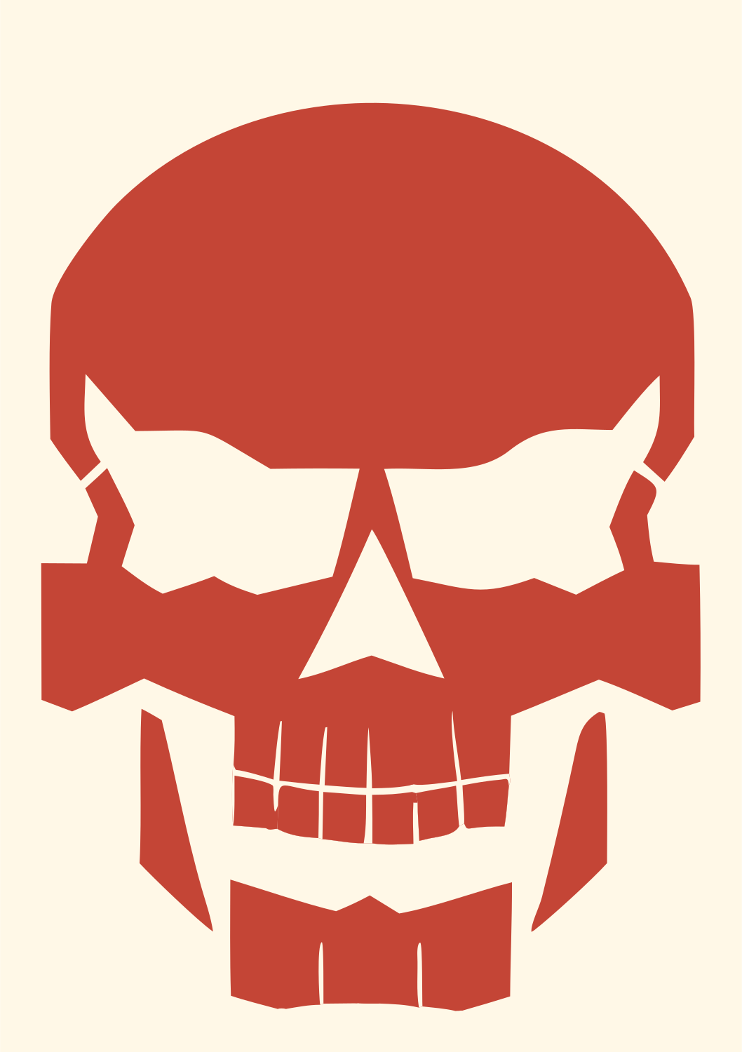 Bold Skull Jawline Crest #fff8e7/#c44536