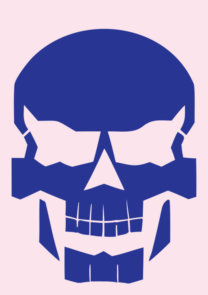 Bold Skull Jawline Crest #fce4ec/#283593