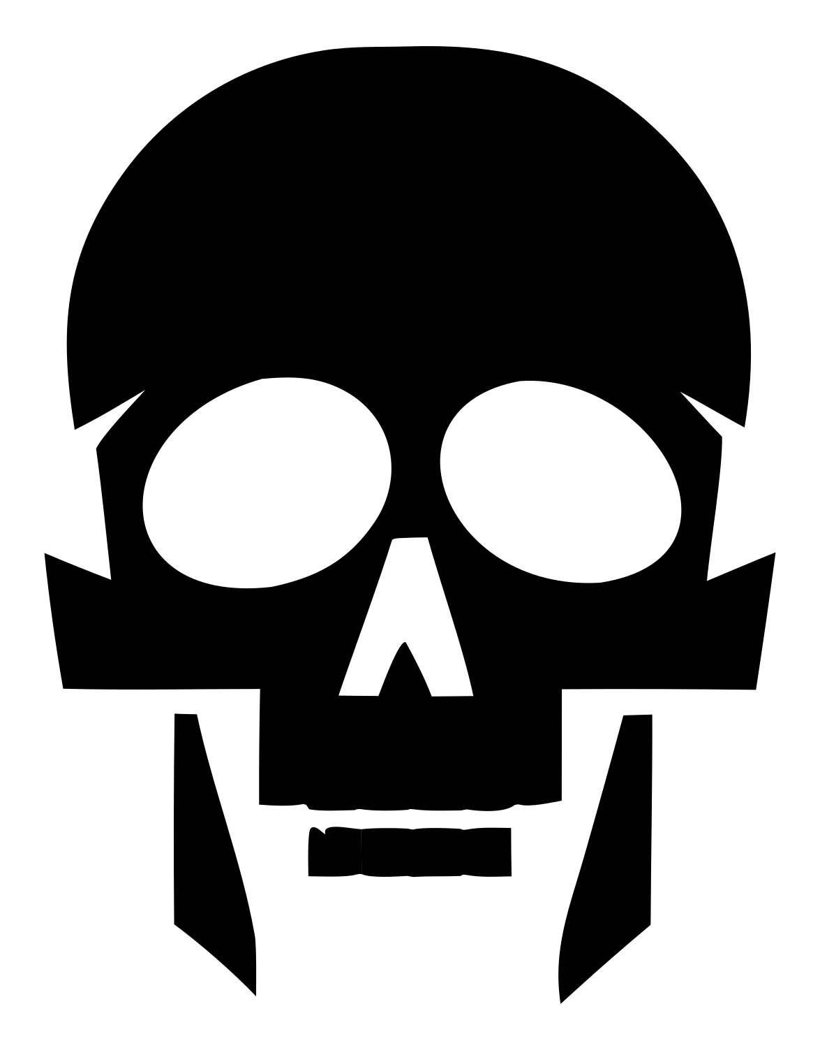 Flat Skull Silhouette Mark #ffffff/#000000