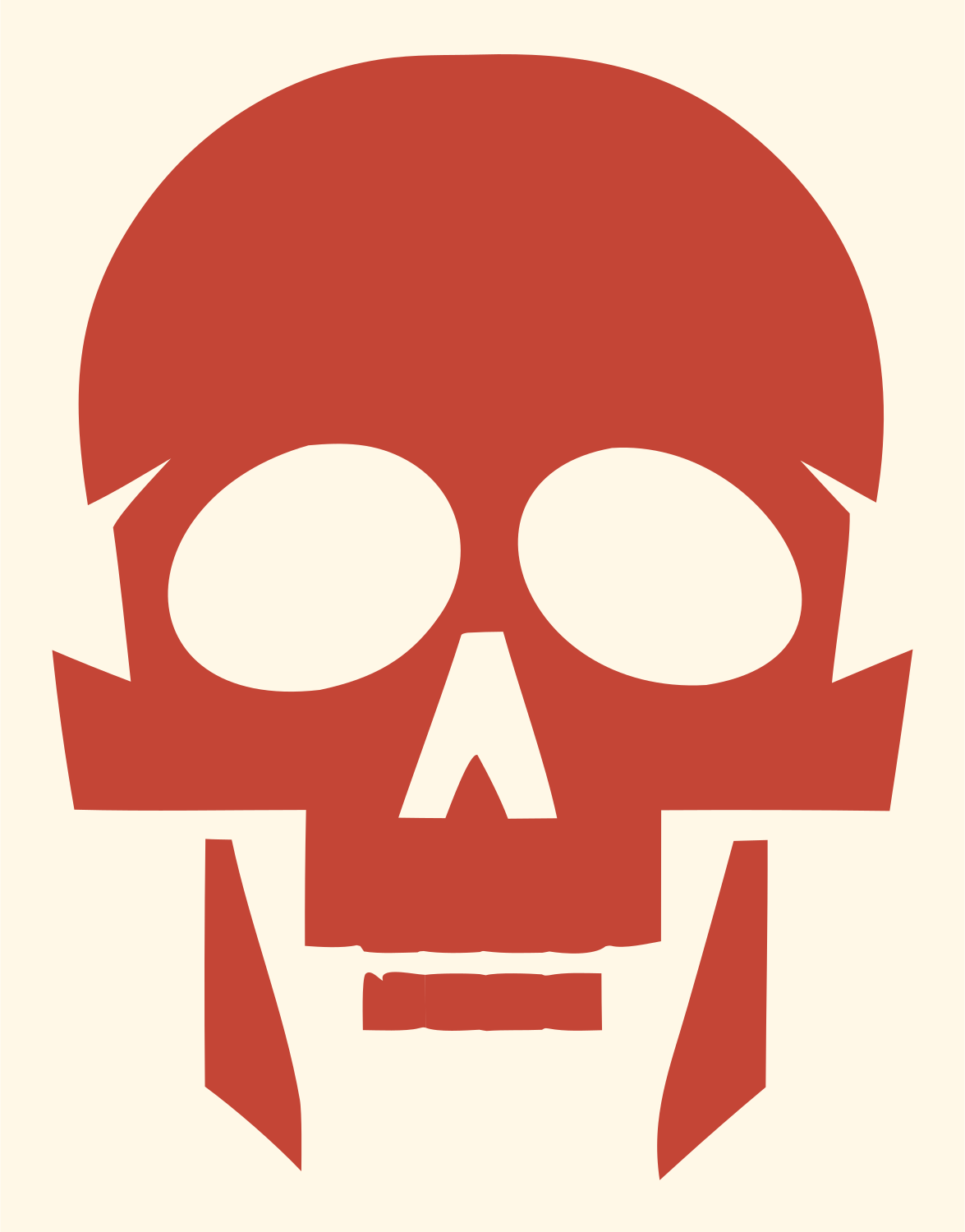Flat Skull Silhouette Mark #fff8e7/#c44536