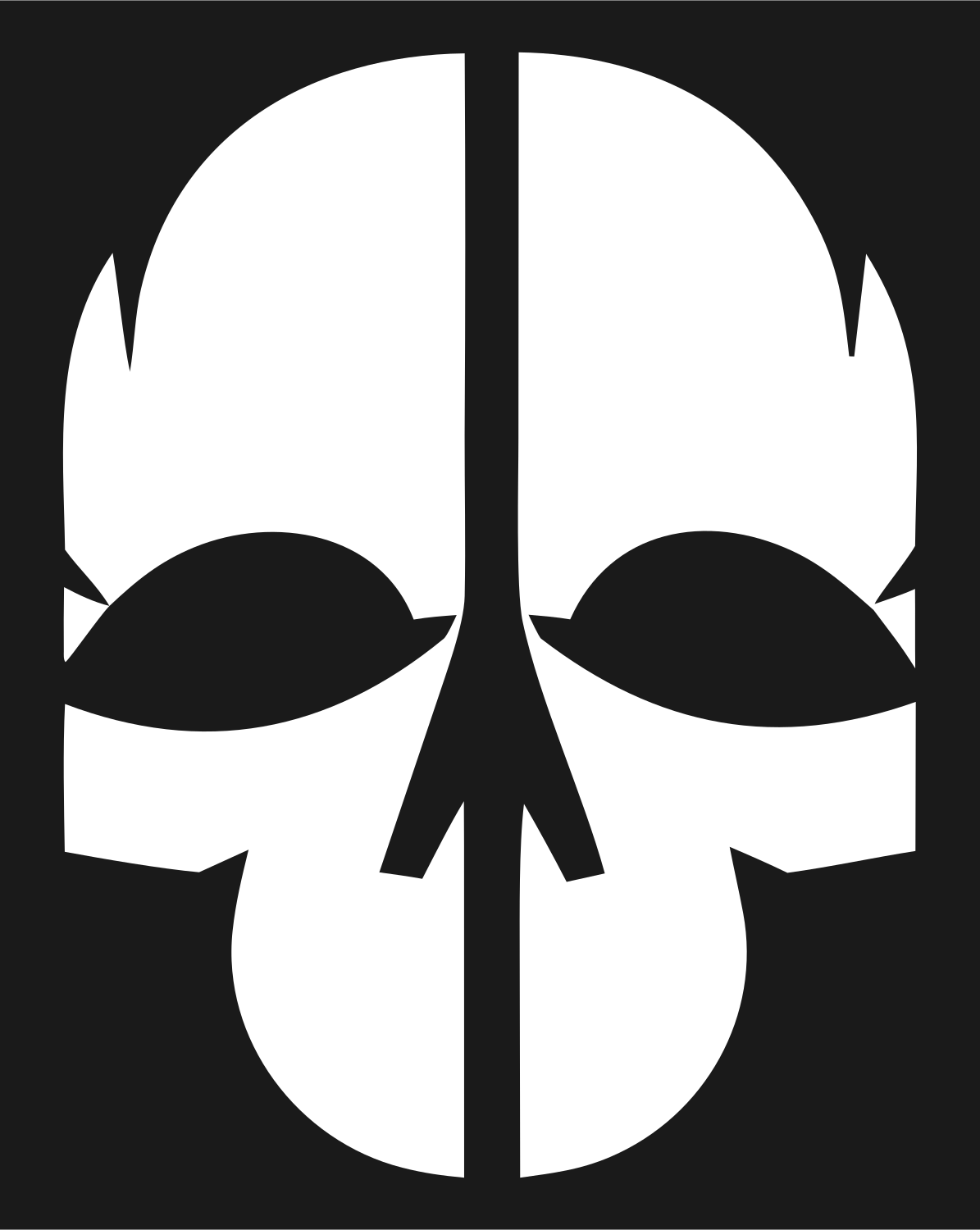 Chunky Skull Split Mark #1a1a1a/#ffffff