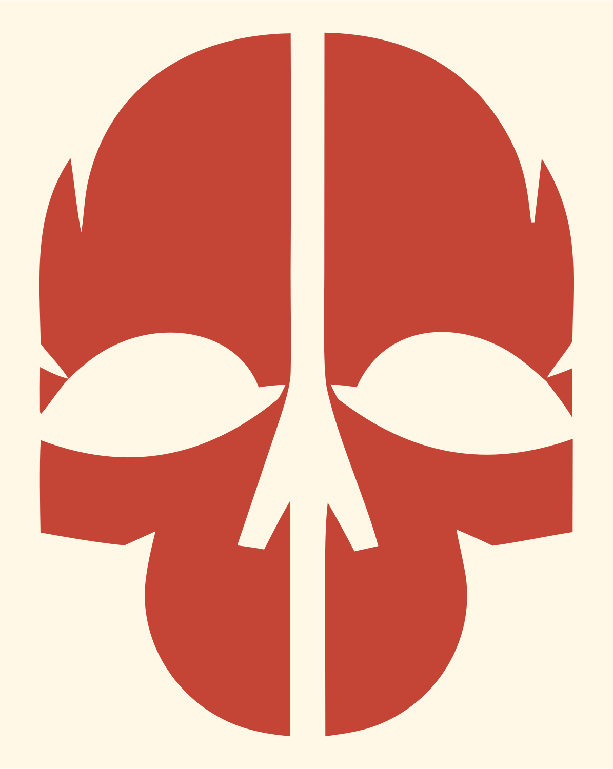Chunky Skull Split Mark #fff8e7/#c44536