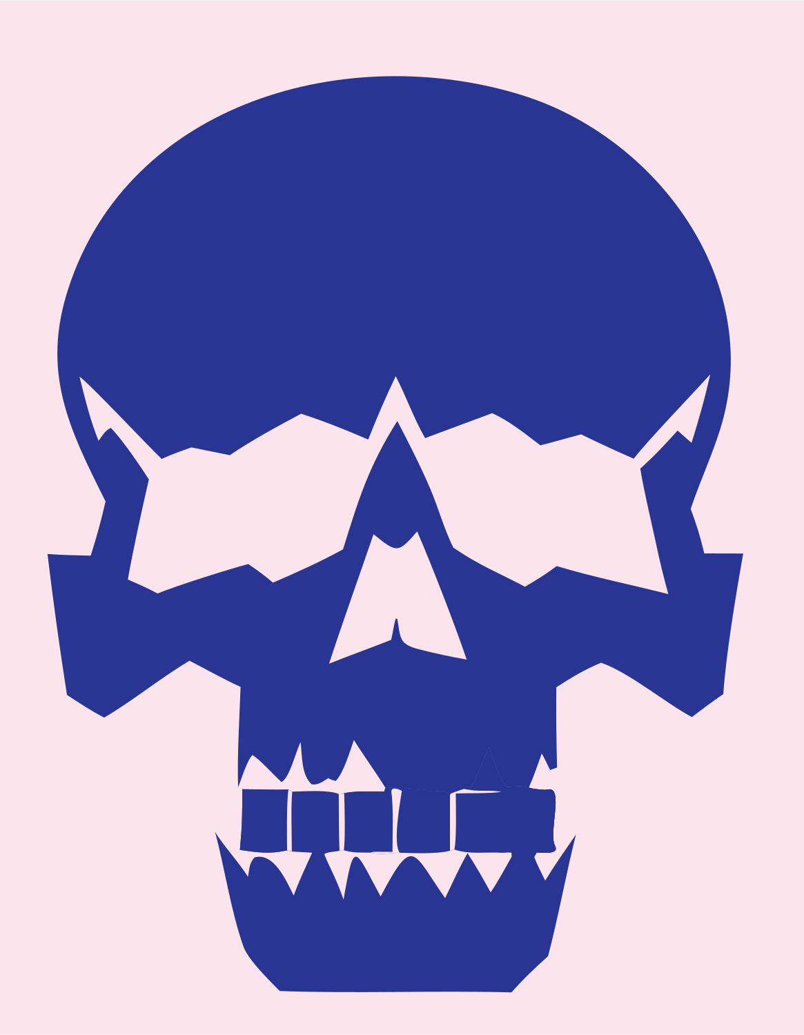 Chunky Skull Silhouette Mark #fce4ec/#283593