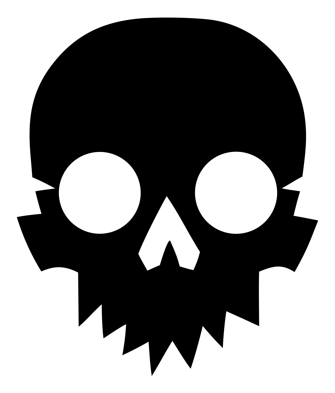 Jagged Skull Silhouette Mark #ffffff/#000000