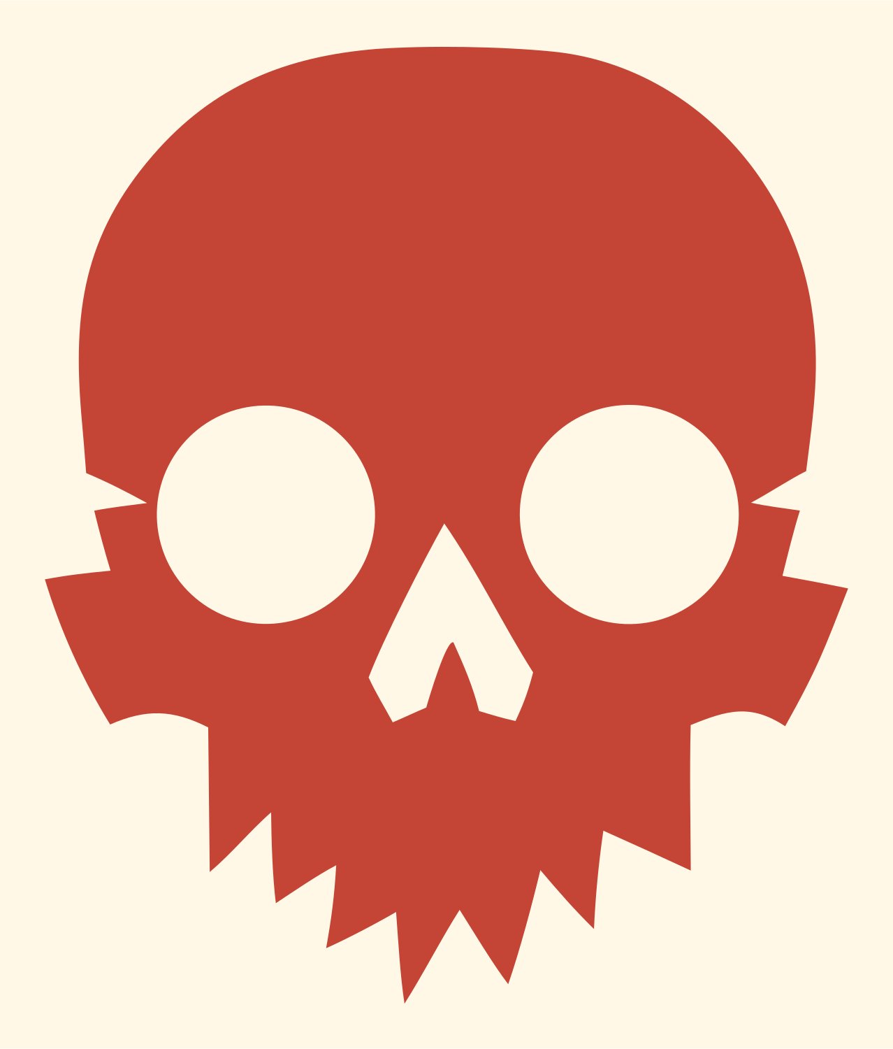 Jagged Skull Silhouette Mark #fff8e7/#c44536
