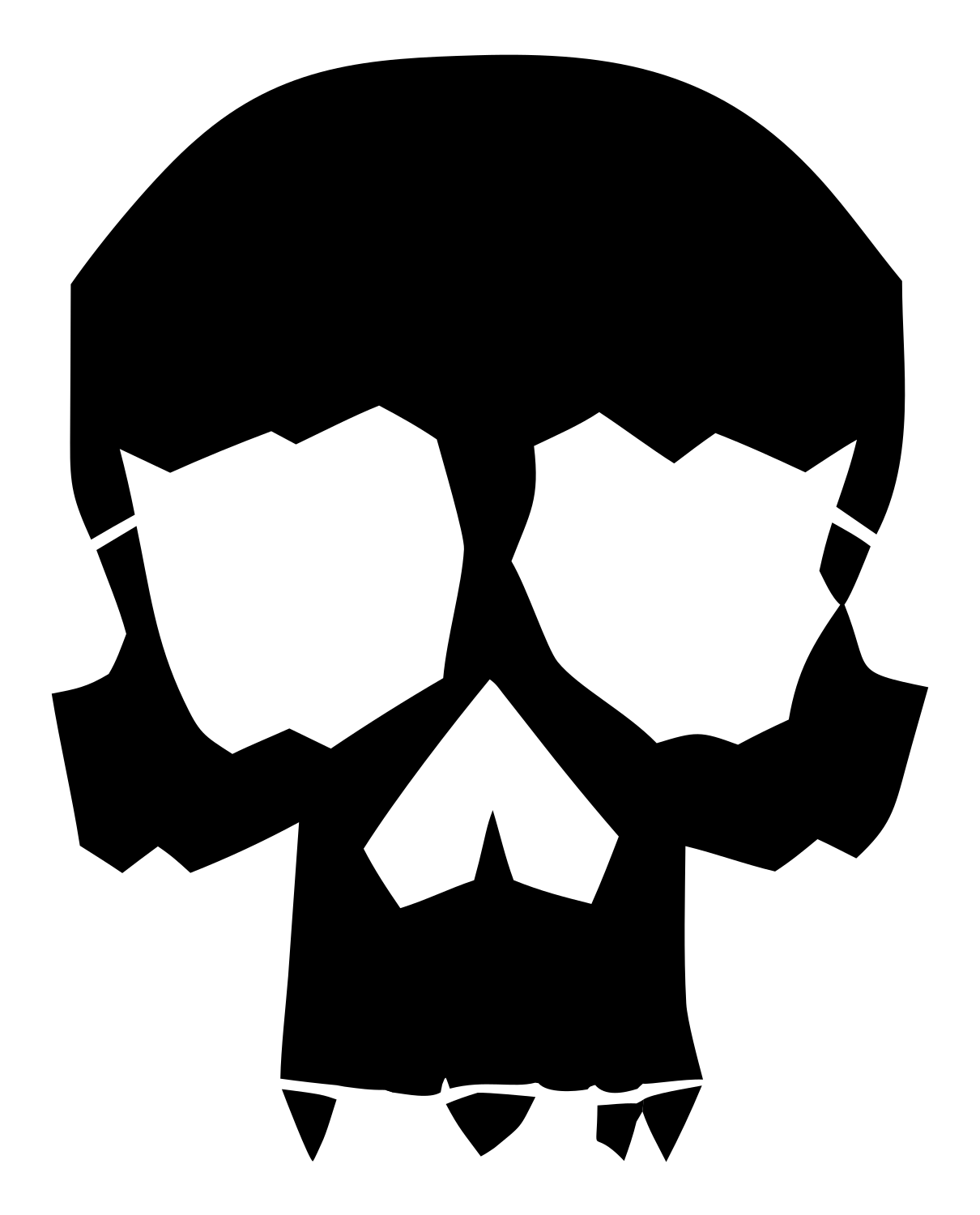 Jagged Skull Silhouette Mark #ffffff/#000000