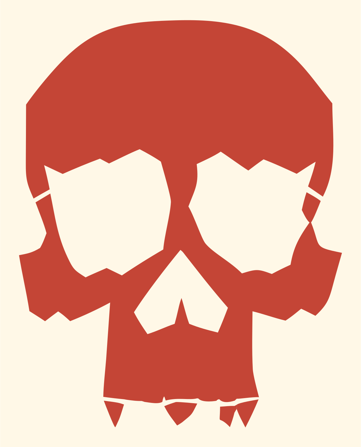 Jagged Skull Silhouette Mark #fff8e7/#c44536