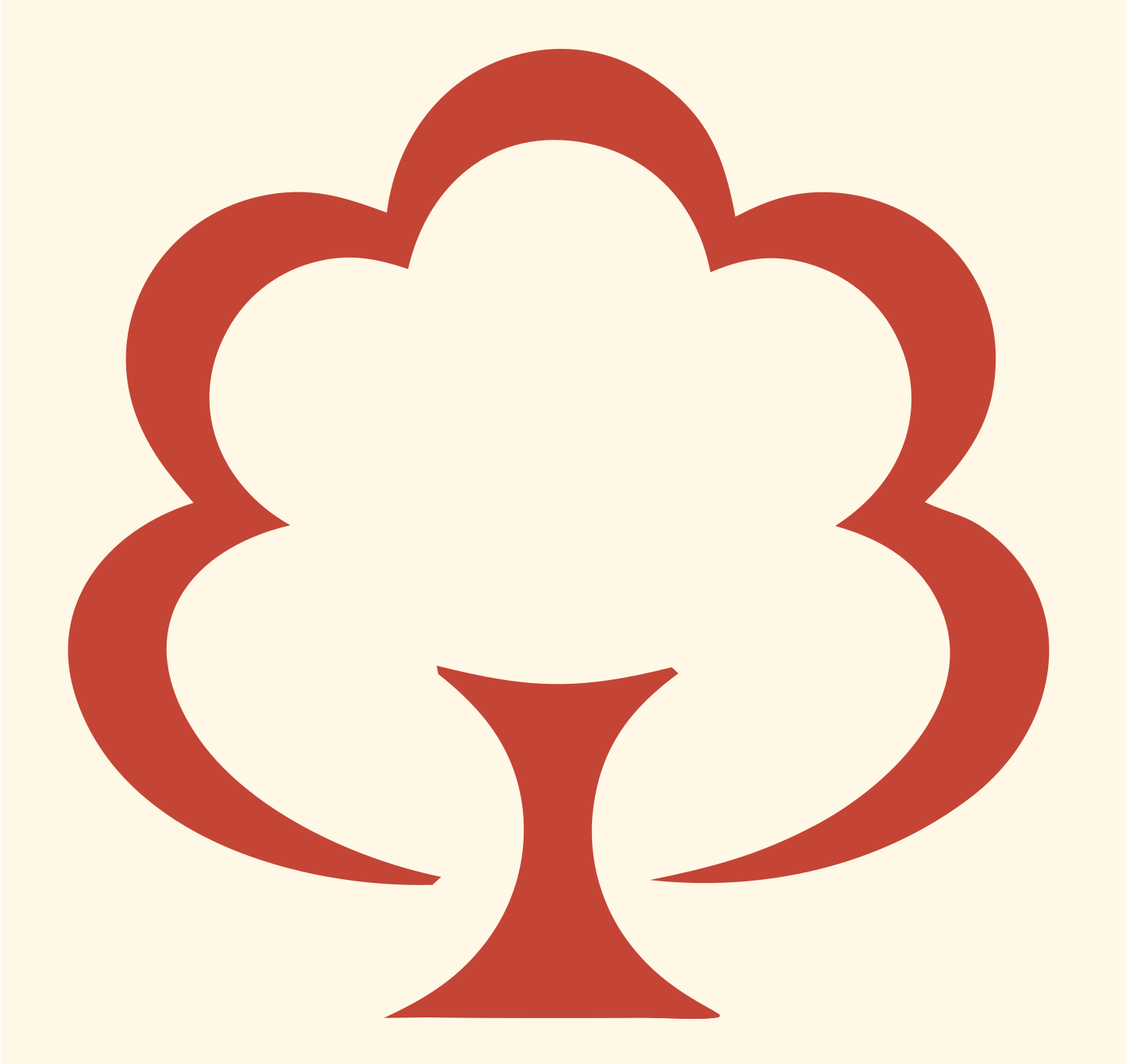 Negative Space Tree Trophy Mark #fff8e7/#c44536