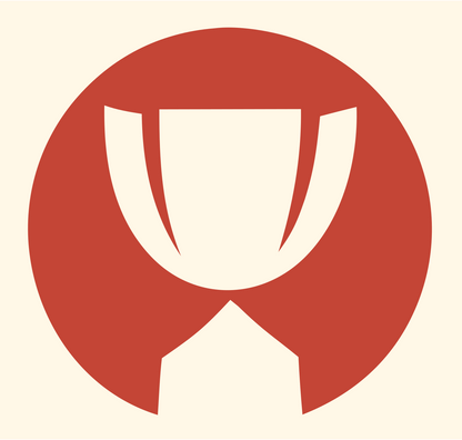 Negative Space Trophy Circle Badge #fff8e7/#c44536