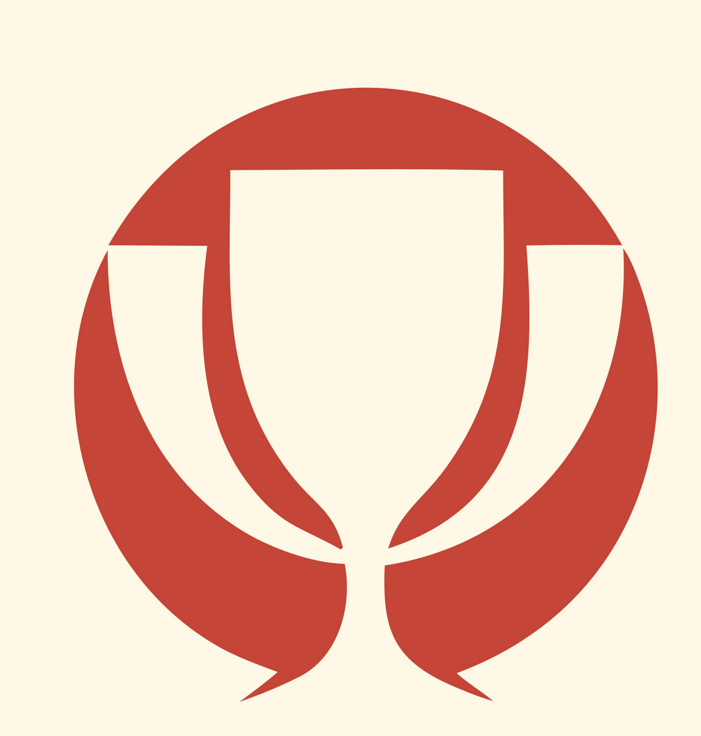 Negative Space Trophy Circle Mark #fff8e7/#c44536