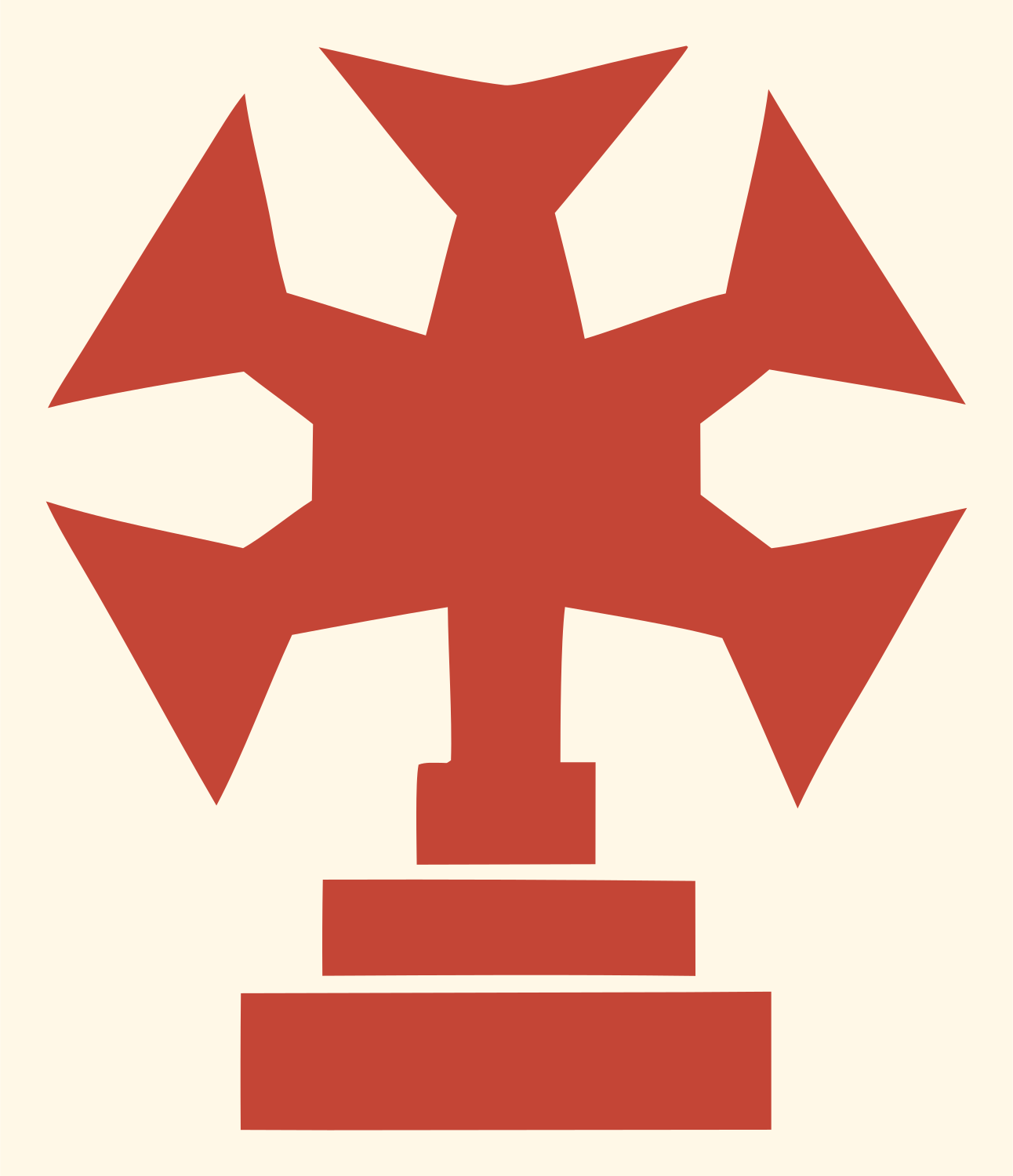 Blocky Cross Trophy Emblem #fff8e7/#c44536