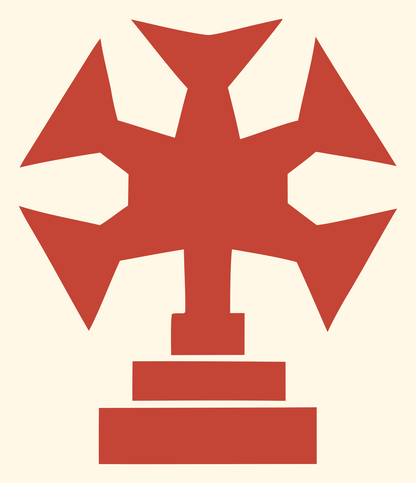 Blocky Cross Trophy Emblem #fff8e7/#c44536