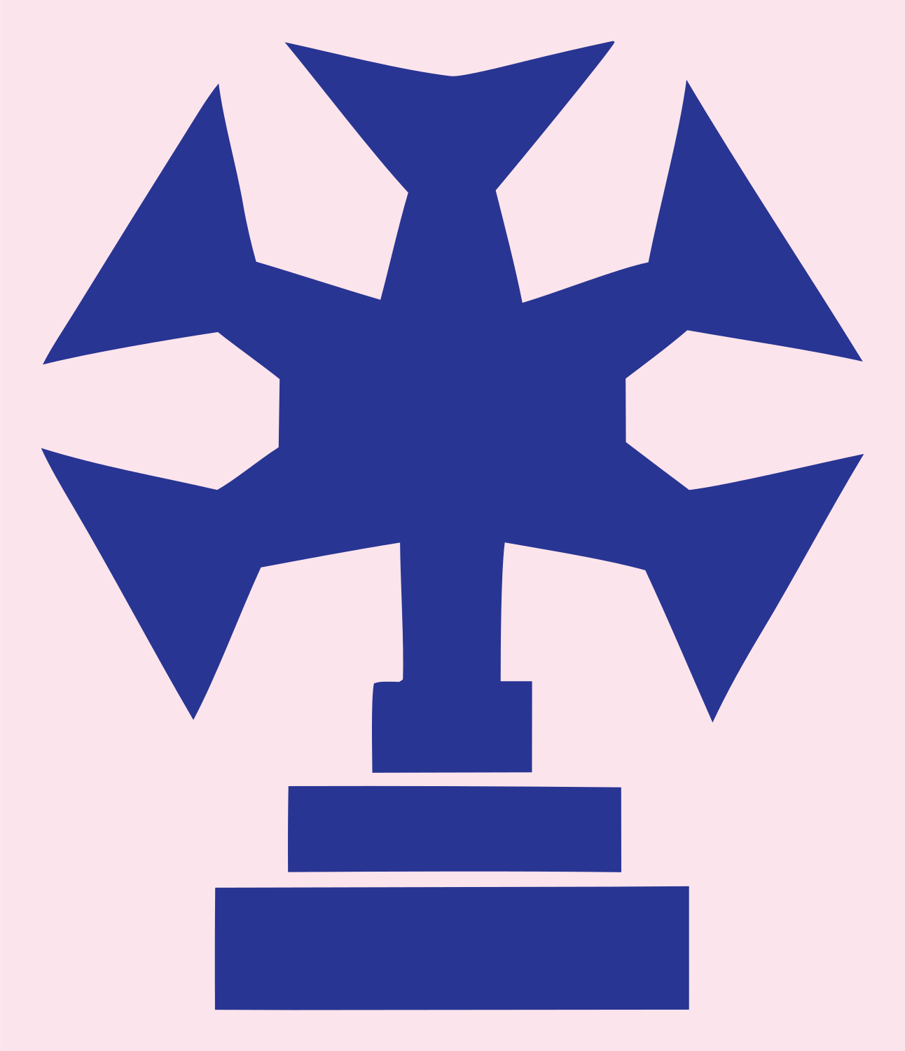 Blocky Cross Trophy Emblem #fce4ec/#283593