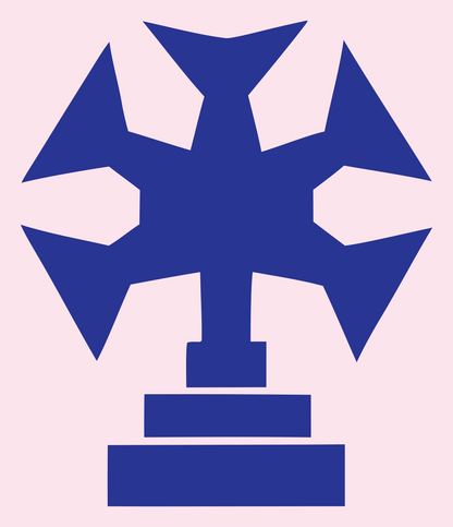 Blocky Cross Trophy Emblem #fce4ec/#283593