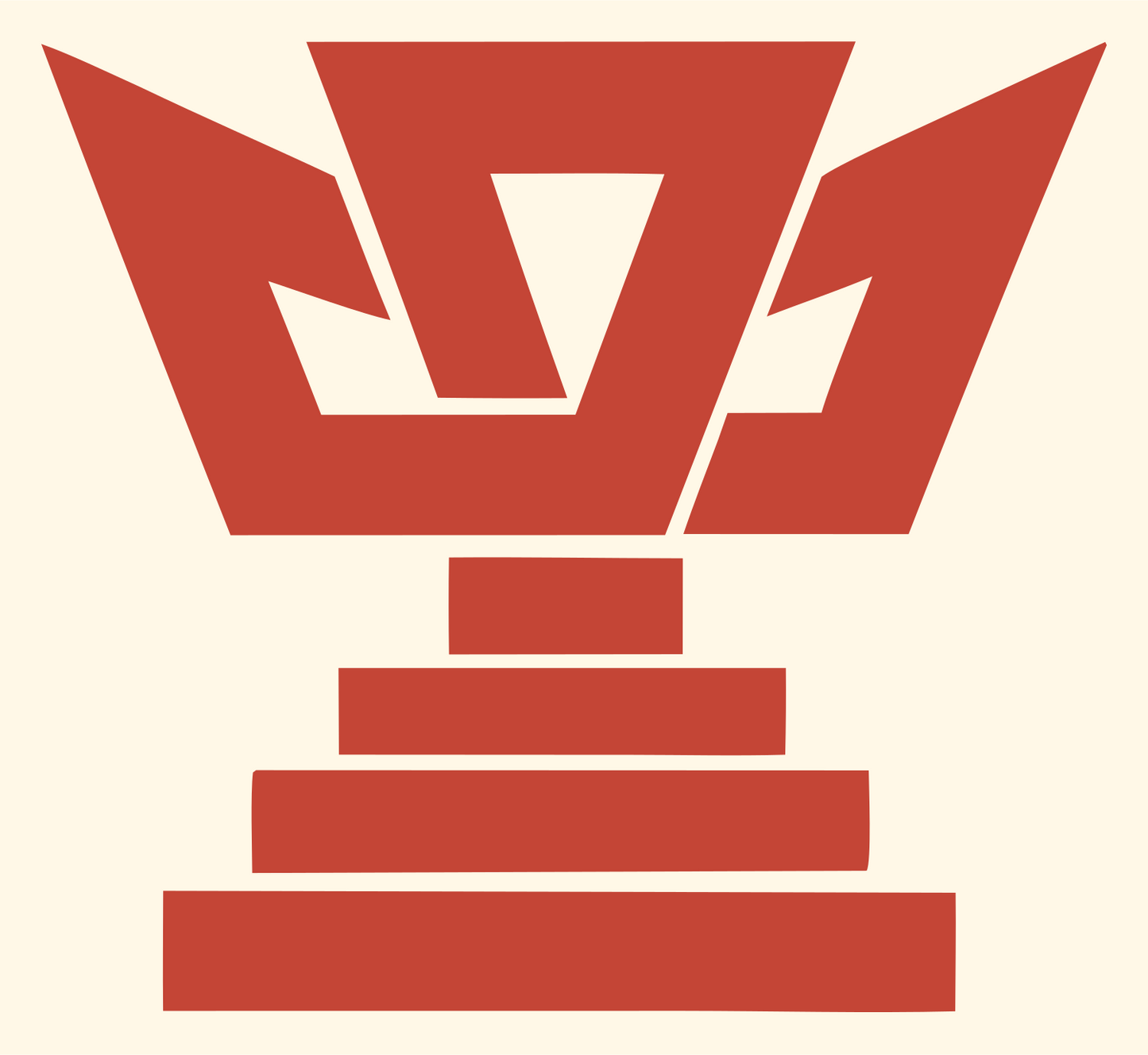 Bold Crown Trophy Podium Badge #fff8e7/#c44536