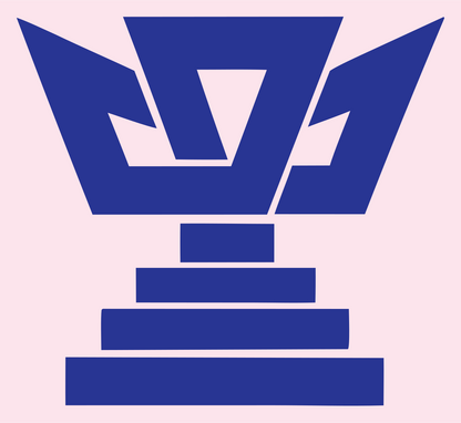 Bold Crown Trophy Podium Badge #fce4ec/#283593