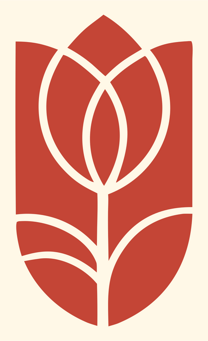 Bold Tulip Lotus Crest #fff8e7/#c44536