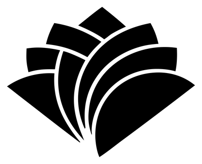 Geometric Lotus Petal Mark #ffffff/#000000